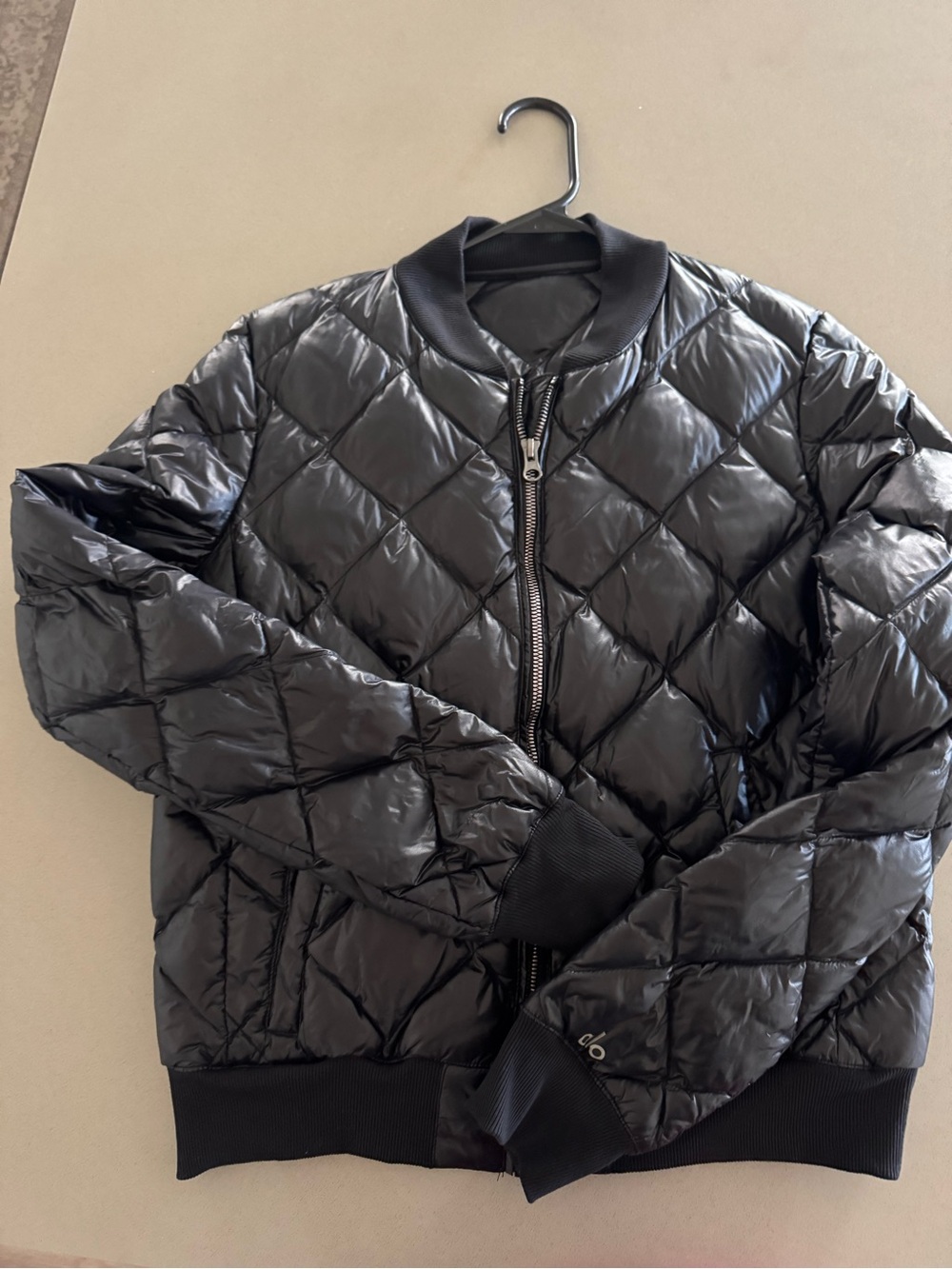 ALO Yoga Black Quilted Puffer Bomber Jacket